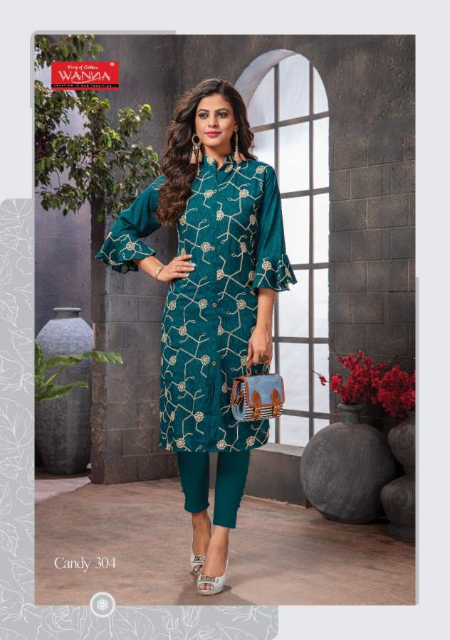 Wanna Candy 3 Fancy Festive Wear Rayon With Embroidery Kurti Collection